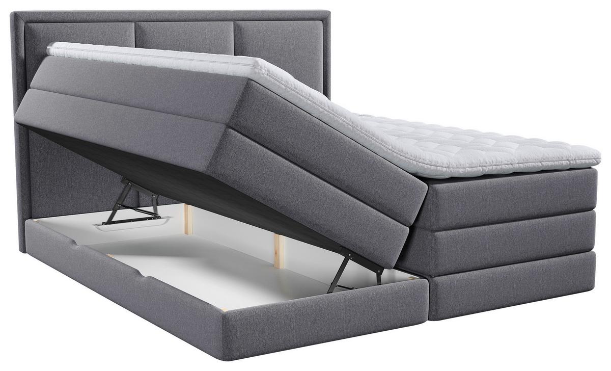 Boxspringbett mit Topper & Bettkasten 160x200 Swing - Dunkelgrau, Design, Textil (160/200cm) - MID.YOU