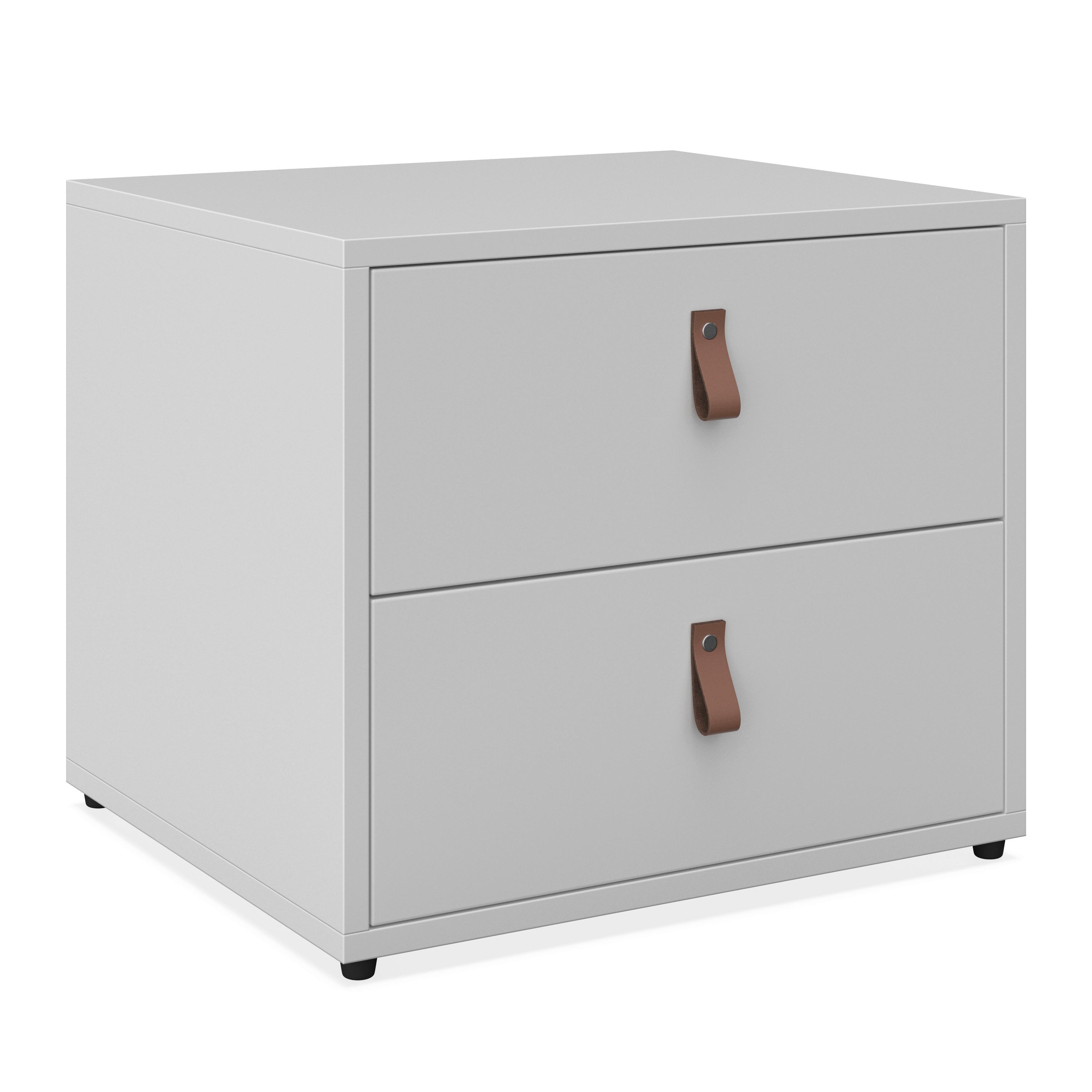 Noční stolek MICK - bílá/černá, Moderní, kompozitní dřevo/plast (46/40/40cm) - Modern Living
