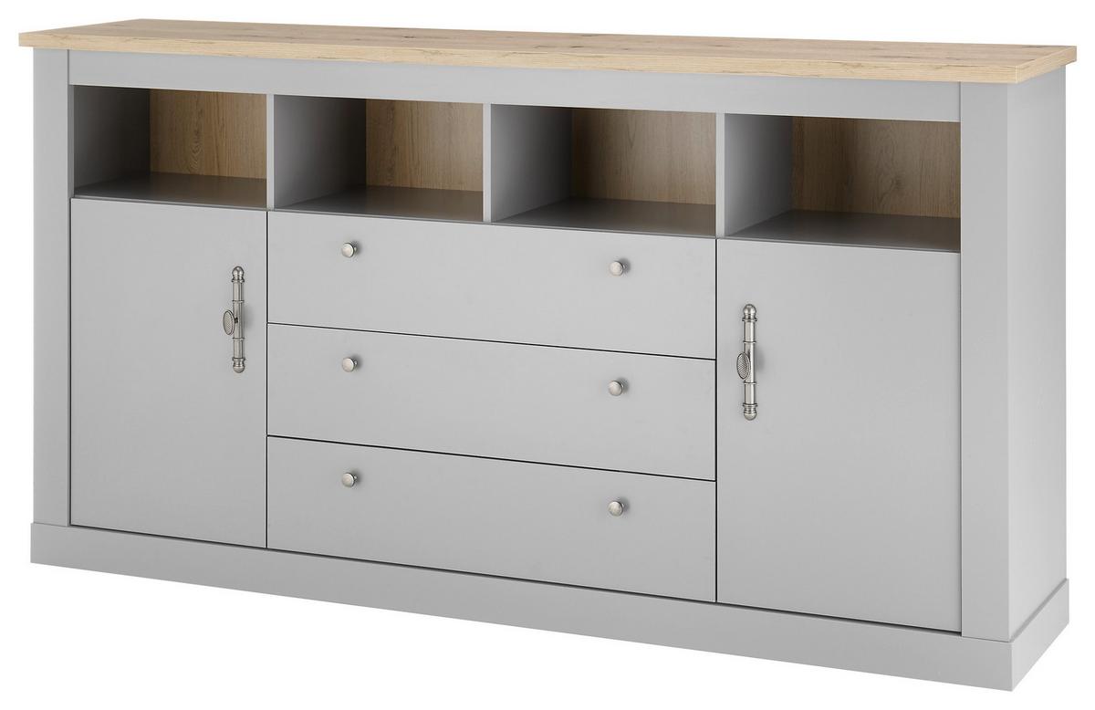 Sideboard Chambord Hellgrau/Eiche Dekor B: 198cm - Eichefarben/Hellgrau, Design, Holzwerkstoff (198/104/44cm) - MID.YOU