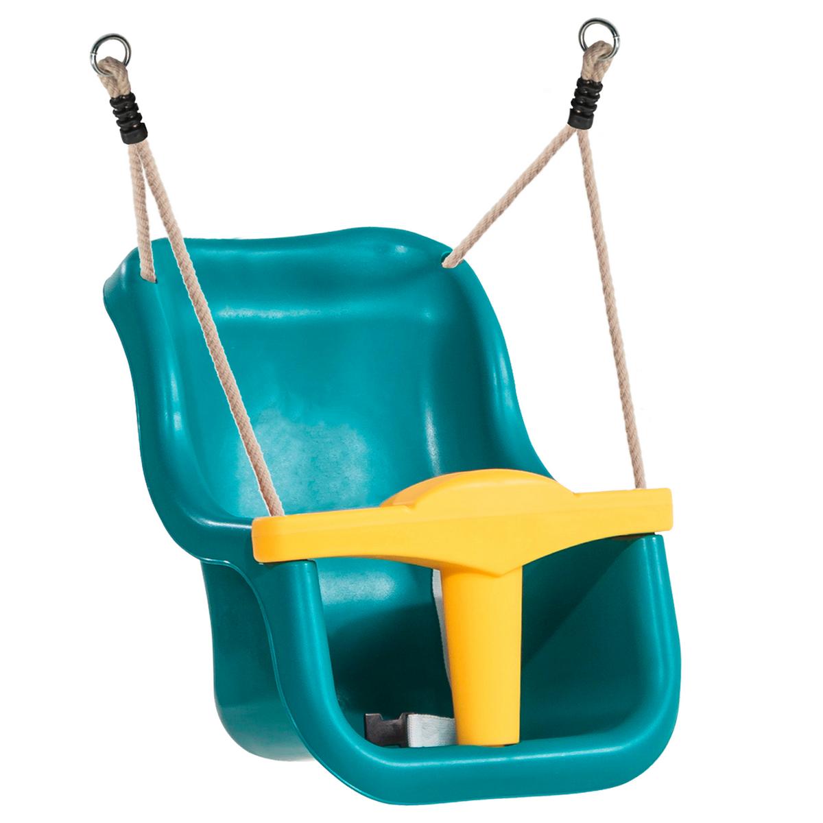 Schaukel Baby Swing Holz/ Kunststoff + Sicherheitsbügel - Weiß/Grau, Basics, Holz/Kunststoff (120/134/103cm) - Ambia Garden