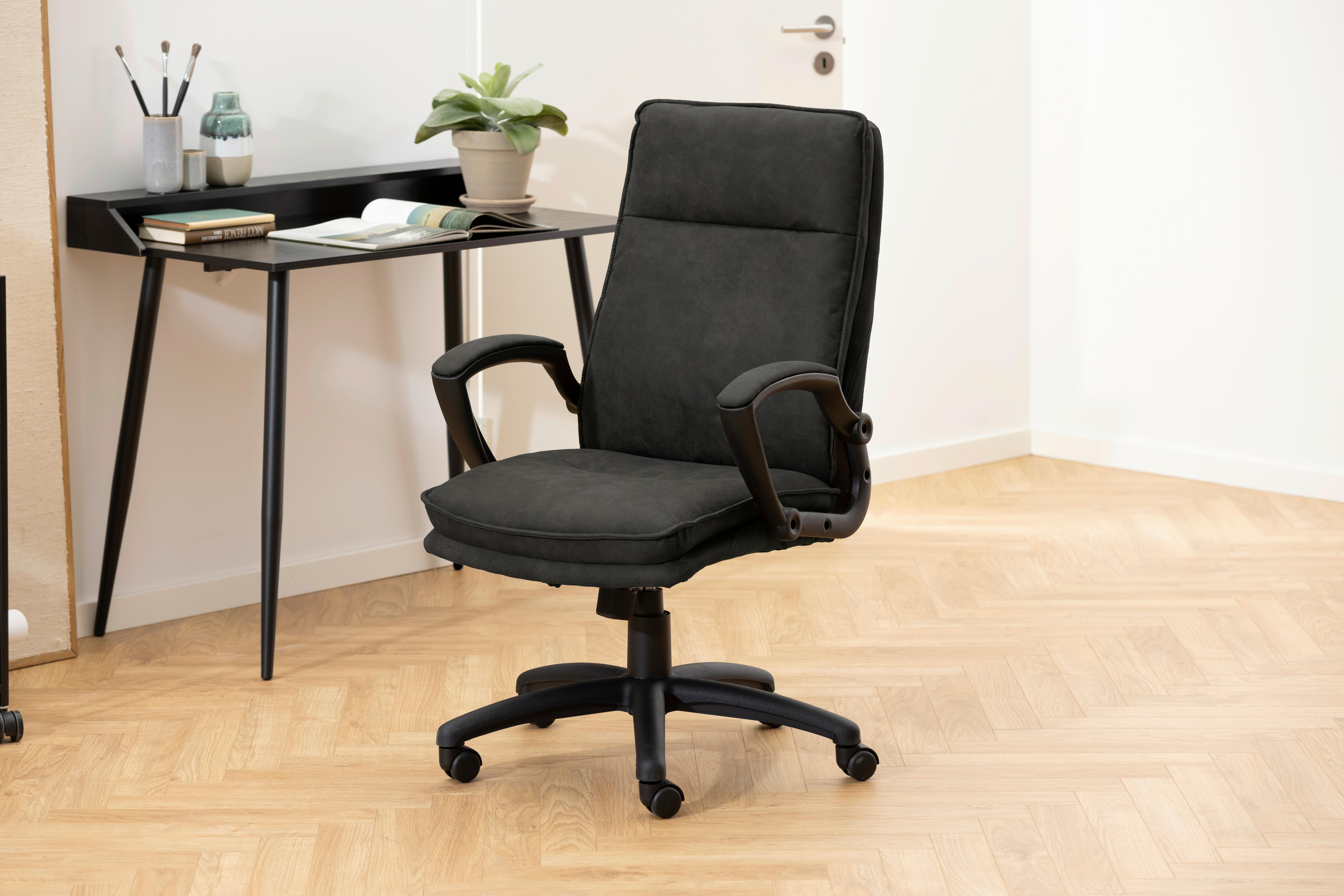 Bürostuhl Brad mit Armstützen Schieferfarben/Anthrazit - Schieferfarben/Anthrazit, Trend, Kunststoff/Textil (67/115/69,5cm) - MID.YOU