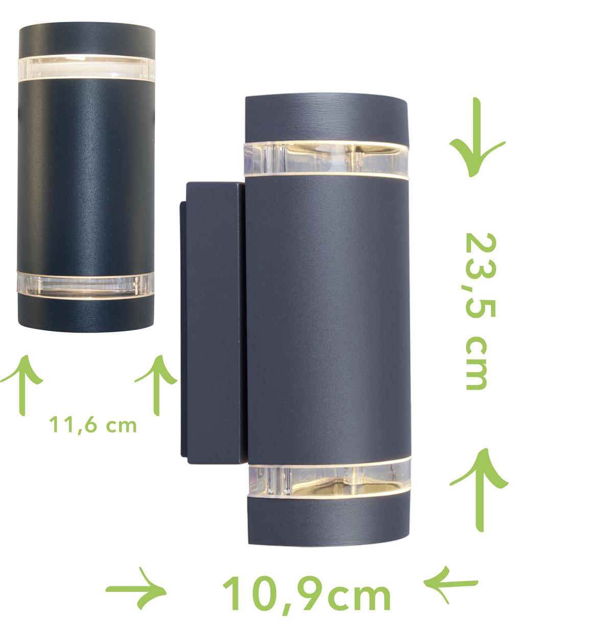 Außenwandleuchte Focus 35w Glas Aluminium, Wandmontage - Klar/Anthrazit, Design, Glas/Metall (11/23,5/10,9cm)