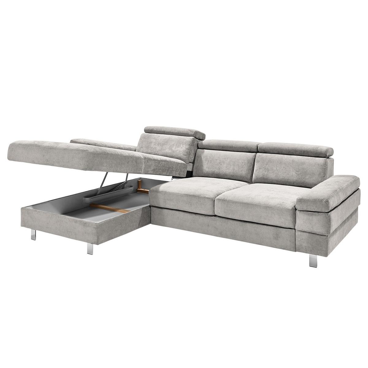 Ecksofa Elvis Silberfarben S: 182x259 Cm - Silberfarben, KONVENTIONELL, Textil (182/259cm) - Trendmanufaktur