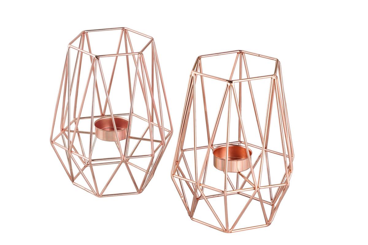 Teelichthalter-Set Eisen Kupferfarben - Roségold, Basics, Metall (9,5cm) - Echtwerk