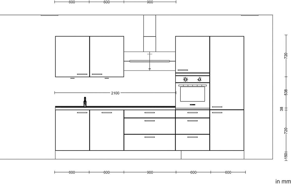 Kuchynská linka 330 cm, bridl.šedý betón/bridl.šedá - farba ušľachtilej ocele/bridlicová, Modern, kov/kompozitné drevo (330cm) - Nobilia