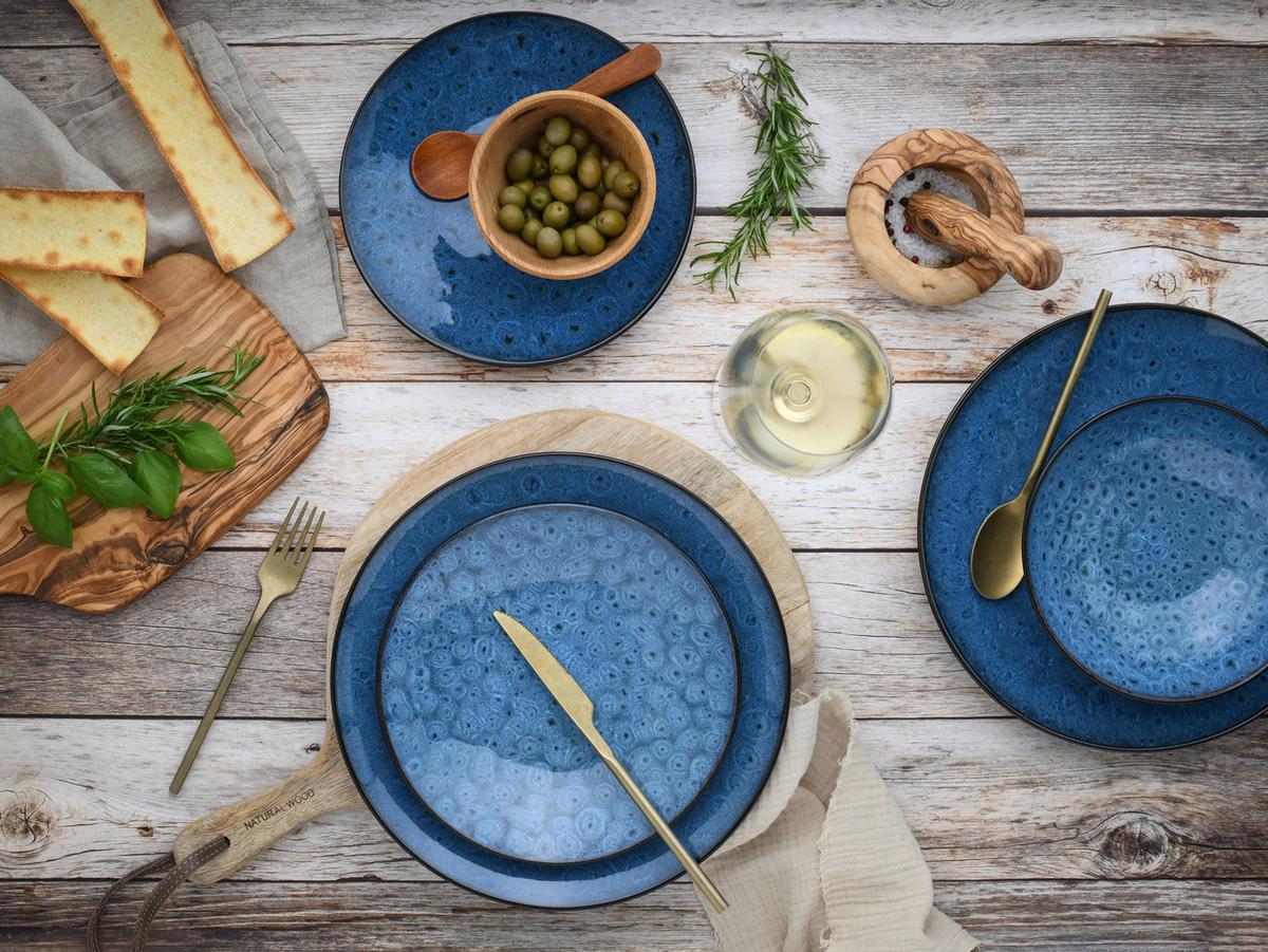 Tafelservice Capri Blau, Schwarz 18--Teilig - Blau/Schwarz, Basics, Keramik - Creatable