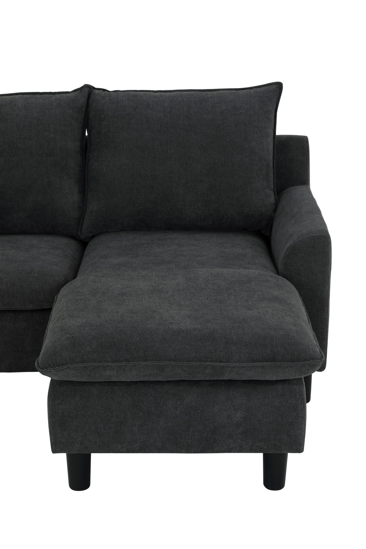 Ecksofa Milly - Dunkelgrau/Schwarz, MODERN, Textil (207/138cm) - P & B