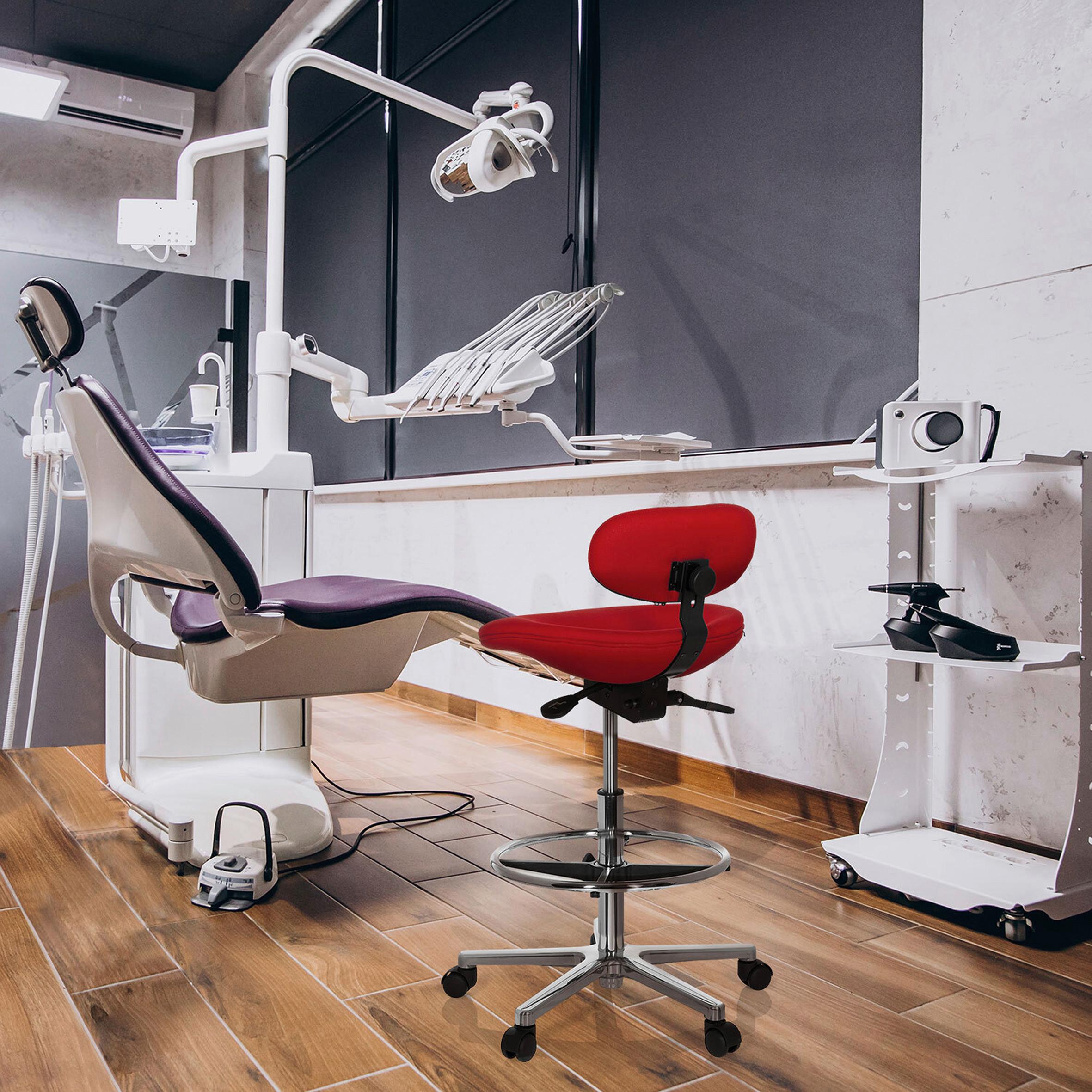 Bürohocker Work Mf Rot Bis 100 Kg - Silberfarben/Rot, Basics, Kunststoff/Textil (50/106/40cm) - MID.YOU