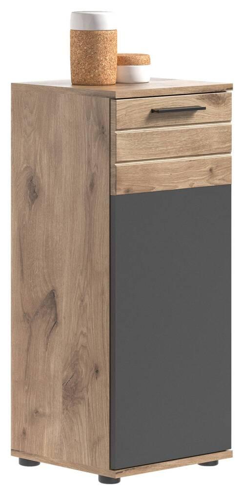Midischrank Mason B: 37 cm Eichefarben - Eichefarben/Schwarz, MODERN, Holzwerkstoff (37/87/34cm) - MID.YOU