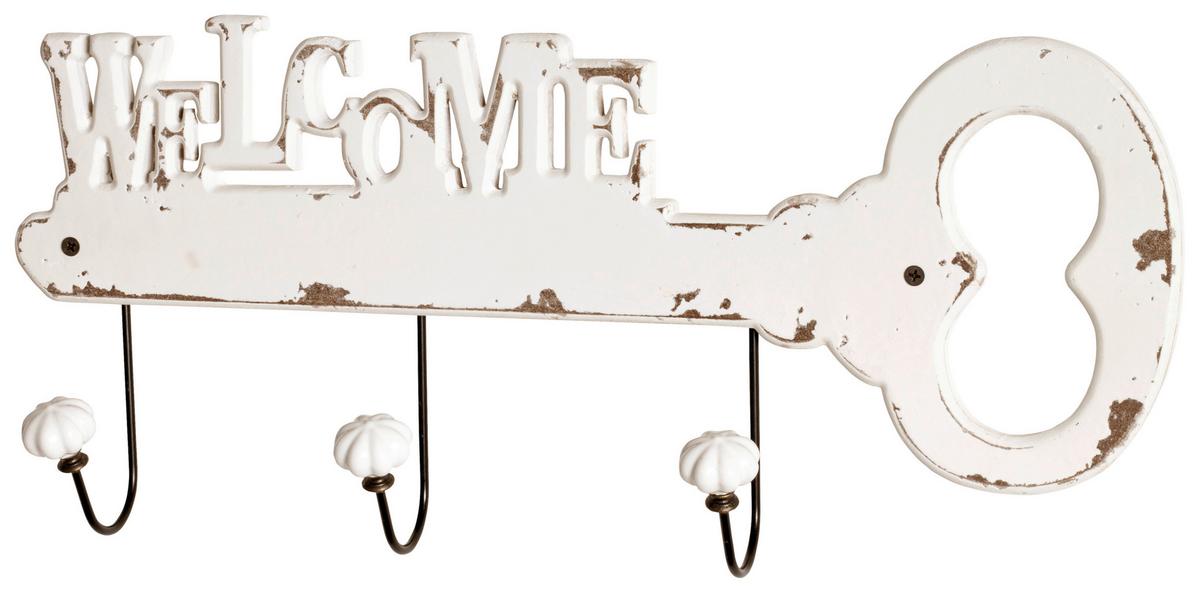 Hakenleiste Welcome - Weiß, MODERN, Holzwerkstoff (50/22/7cm)