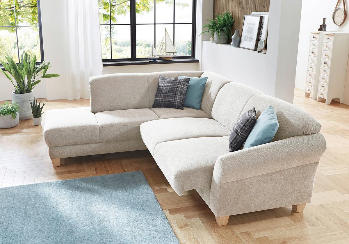 Ecksofa Gotland creme mit Bettkasten 212x257 cm - Creme/Naturfarben, KONVENTIONELL, Textil (212/257cm) - Sit & More