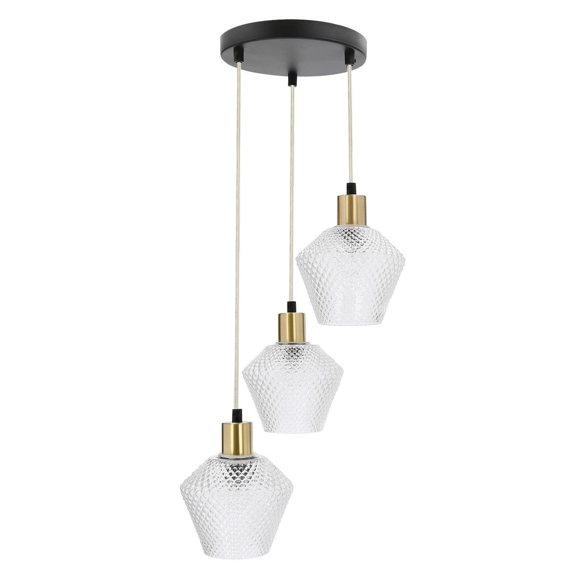 Pendelleuchte 33-36377 Greniko - Transparent/Goldfarben, KONVENTIONELL, Metall (30/30/120cm)