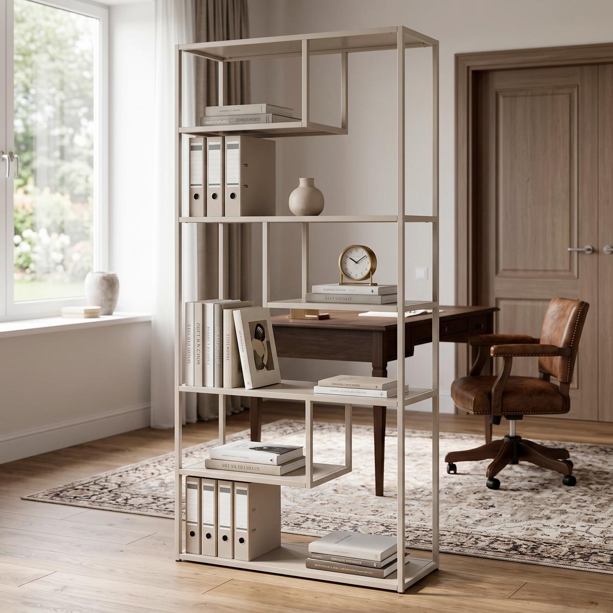 BÜCHERWAND STAAL - Beige, Design, Metall (85/188/35cm) - Livetastic