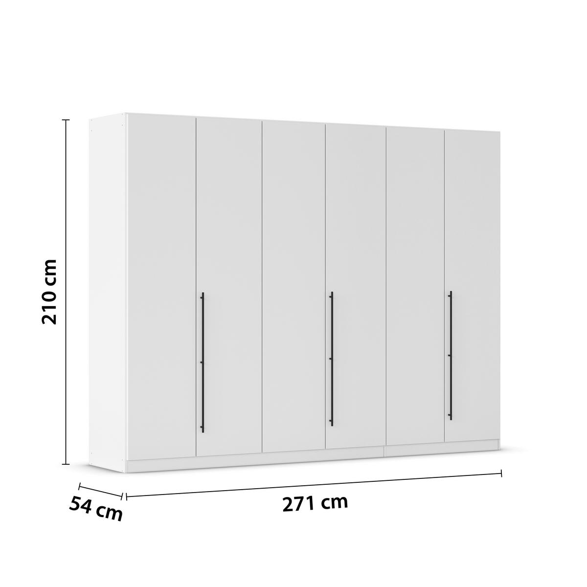 Kleiderschrank Safari B: 271 cm - Weiß/Grau, KONVENTIONELL, Holzwerkstoff (271/210/54cm)