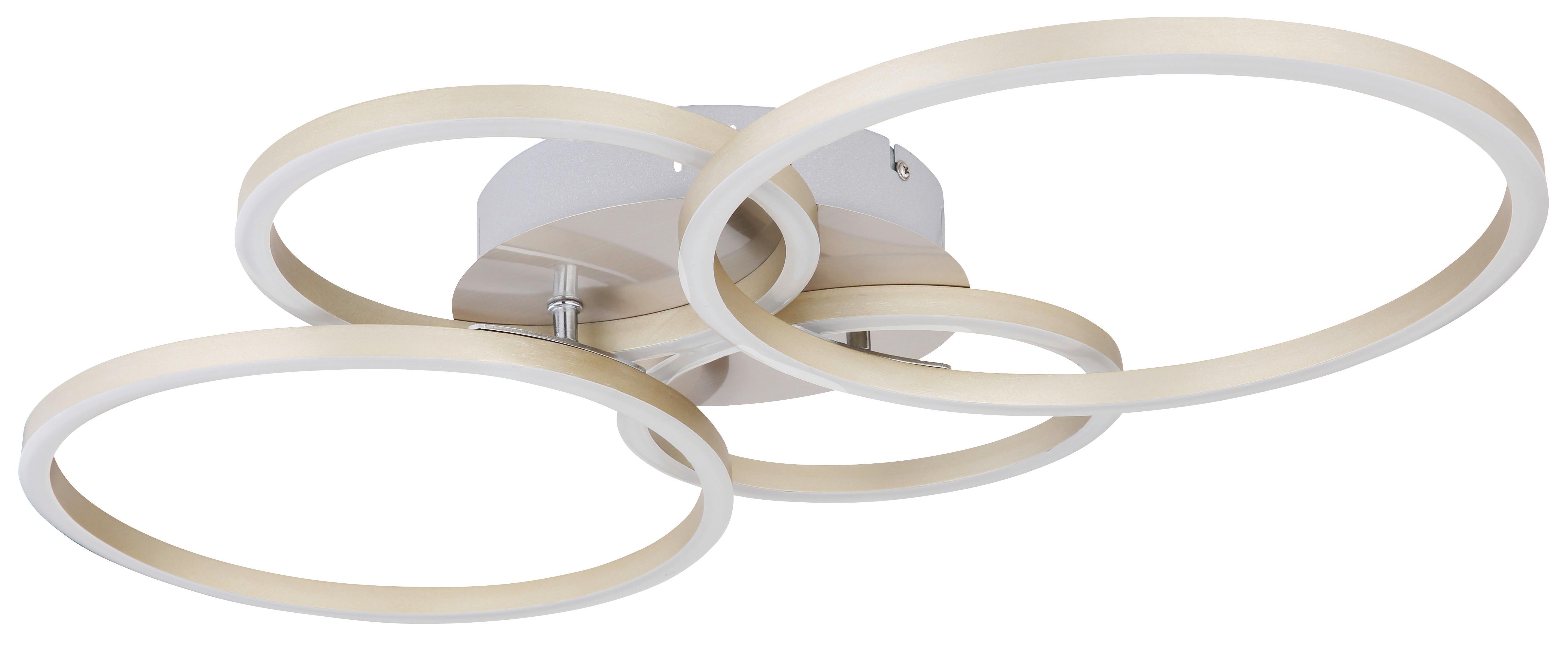 LED-Deckenleuchte Kendy L: 65,5 cm - Opal/Nickelfarben, Basics, Kunststoff/Metall (65,5/40,6/7,5cm) - Globo