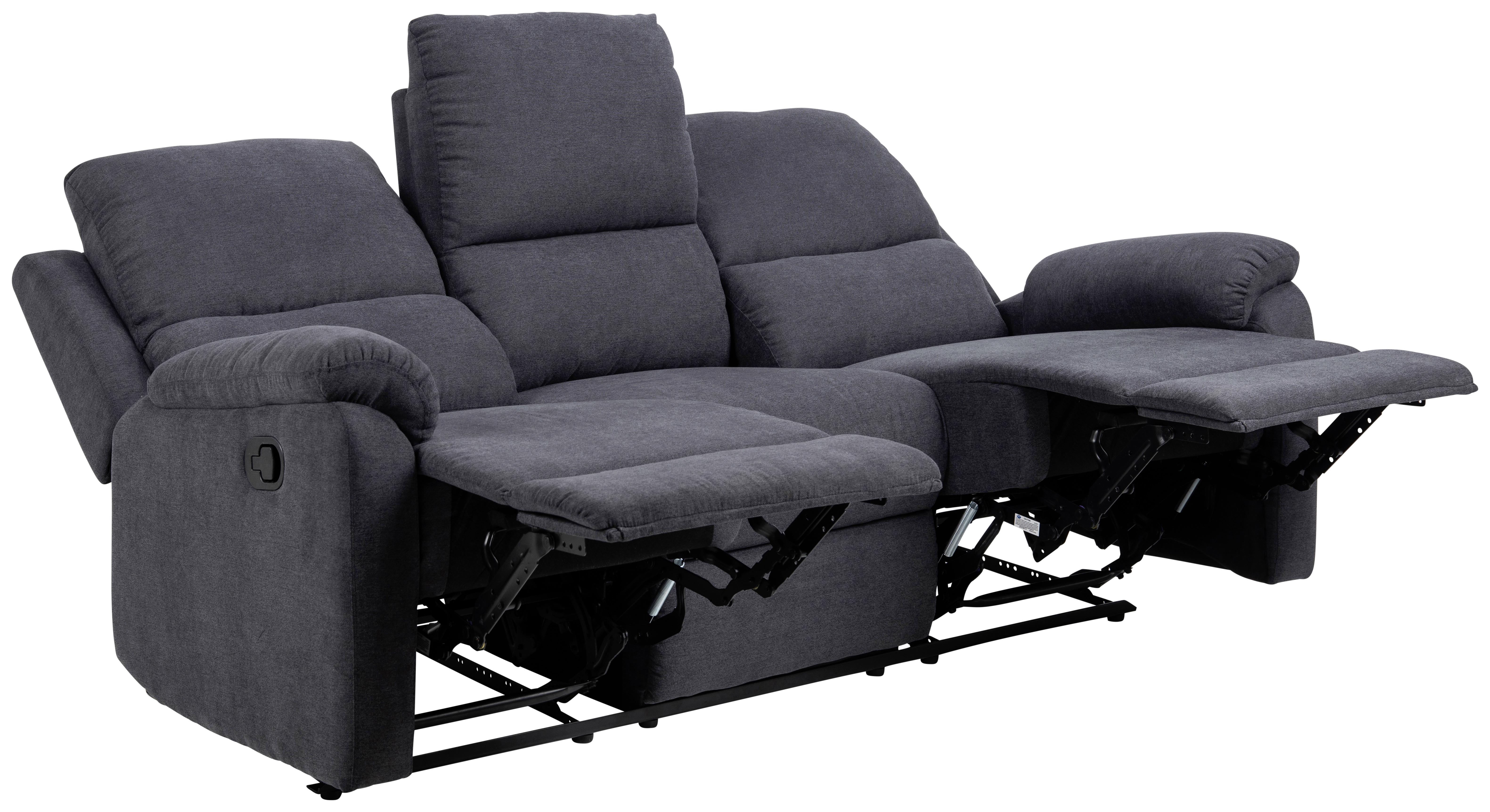 Dreisitzer-Sofa Mit Relaxfunktion Sabia, Webstoff - Dunkelgrau, Basics, Textil/Metall (190/101/90cm)