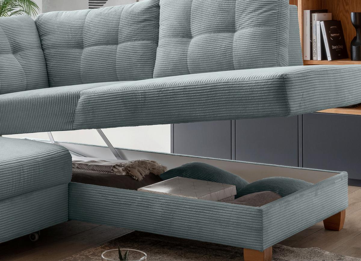 Ecksofa Brizzini Hellblau S: 274x206 Cm - Naturfarben/Hellblau, MODERN, Textil (274/206cm) - Livetastic
