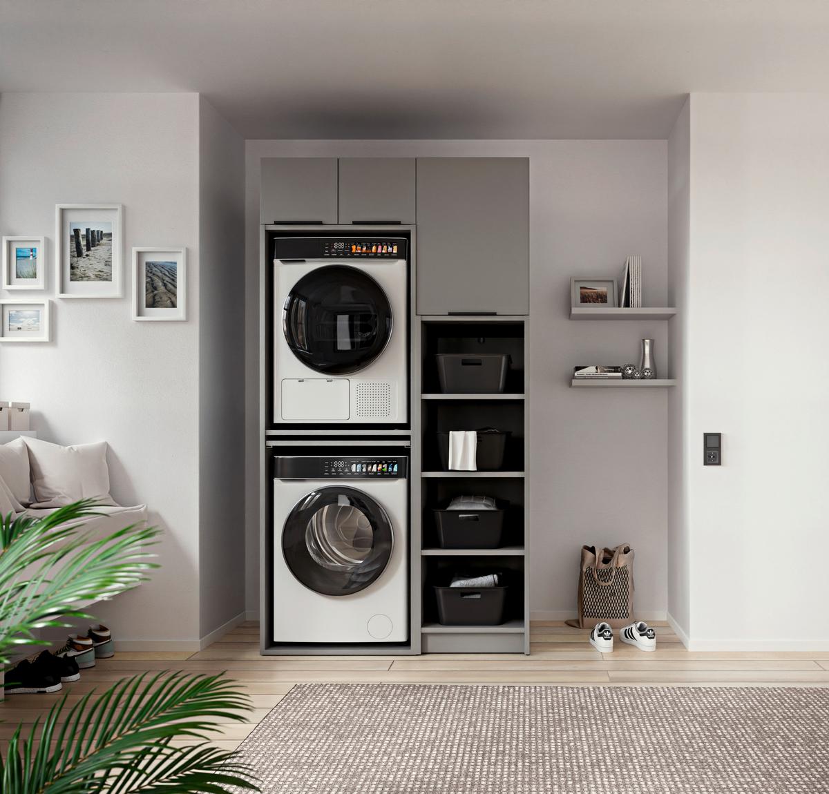 SKŘÍŇKA NAD PRAČKU TIDY HERO - šedá/černá, Basics, kov/kompozitní dřevo (70/220/68cm) - P & B