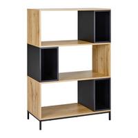 Regál MEGY - čierna/farba duba, Modern, kov (80/121/40cm) - Bessagi Home