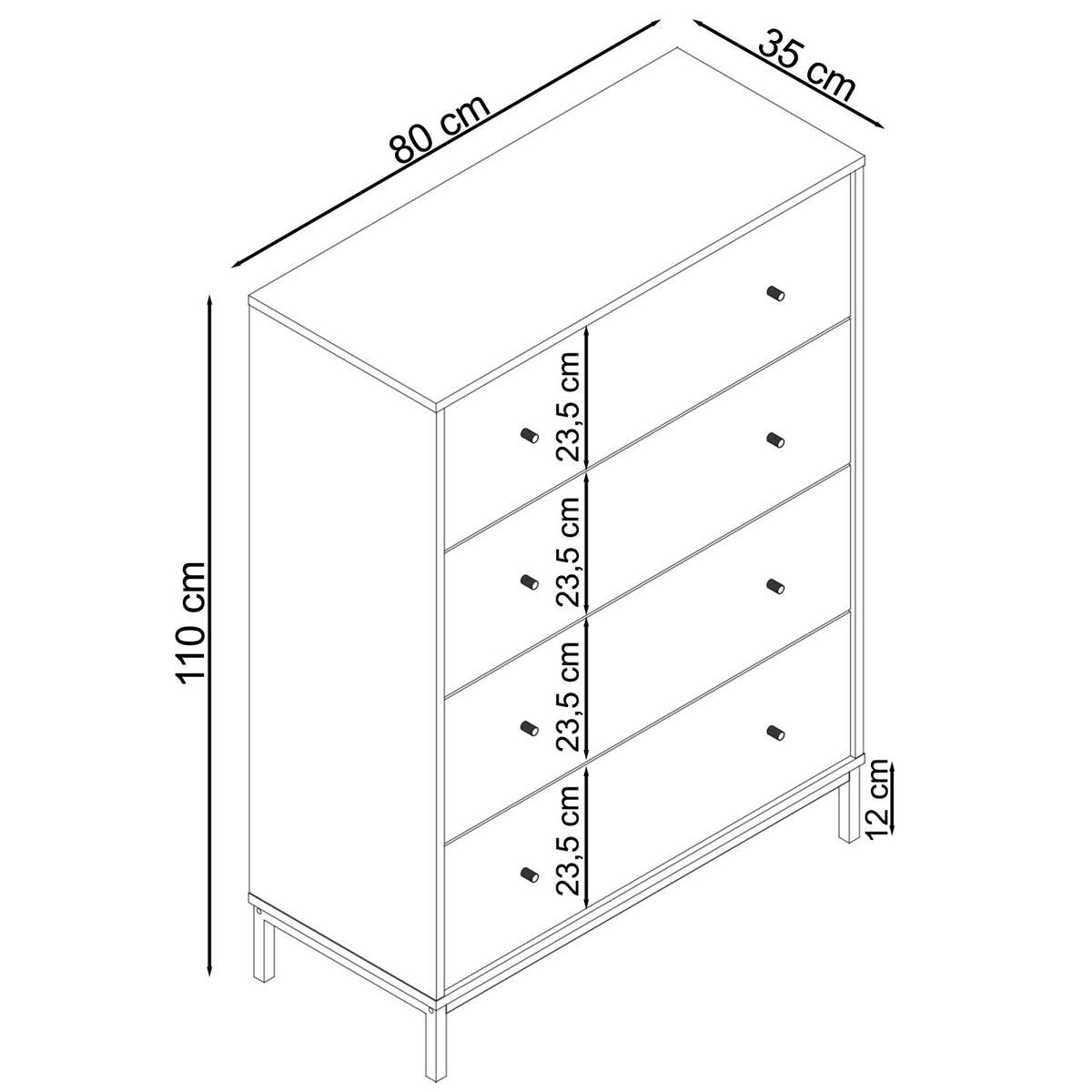 Kommode Celine Grau B: 80cm - Schwarz/Grau, Design, Holzwerkstoff/Metall (80/110/35cm) - MID.YOU