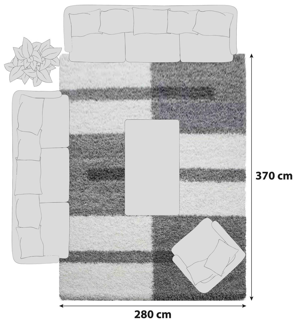Hochflor Teppich Hellgrau Gala 280x370 Cm - Hellgrau, Design, Textil (280/370cm)