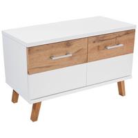 Garderobenbank Rivoli B: 85 cm 2 Türen, Weiß/Eiche Dekor - Eichefarben/Erlefarben, MODERN, Holzwerkstoff (85/50/35,5cm)
