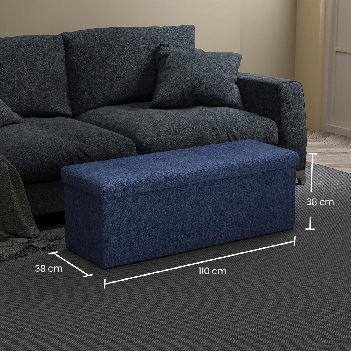 SITZBOX Dunkelblau B: 110 cm - Dunkelblau, Basics, Holzwerkstoff/Textil (110/38/38cm)