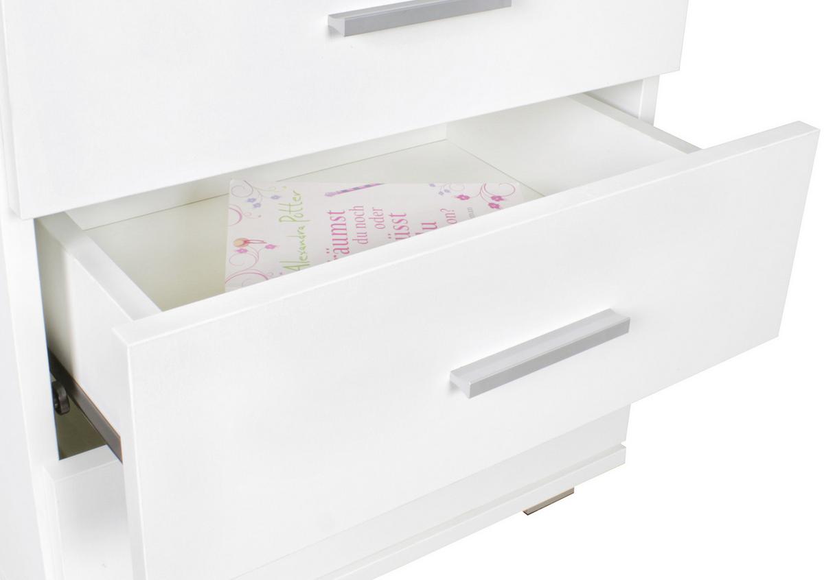 Nočný stolík Nina š: 45cm biely - biela/strieborná, Konventionell, kov/kompozitné drevo (45/54/34cm) - MID.YOU