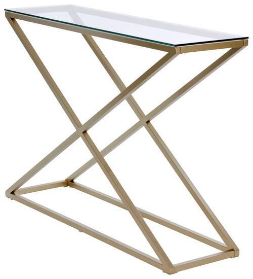 Konsolentisch Xtra Console Goldfarben/Klar B: 30 cm - Klar/Goldfarben, MODERN, Glas/Metall (100/30/74cm) - Livetastic