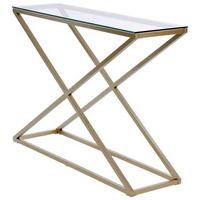 Konsolentisch Xtra Console Goldfarben/klar B: 30 Cm - Klar/Goldfarben, MODERN, Glas/Metall (100/30/74cm) - Livetastic