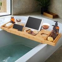 Badewanneablage Caddy Ecru B: 75 cm - Ecru, Basics, Naturmaterialien/Metall (75/4.5/23cm)