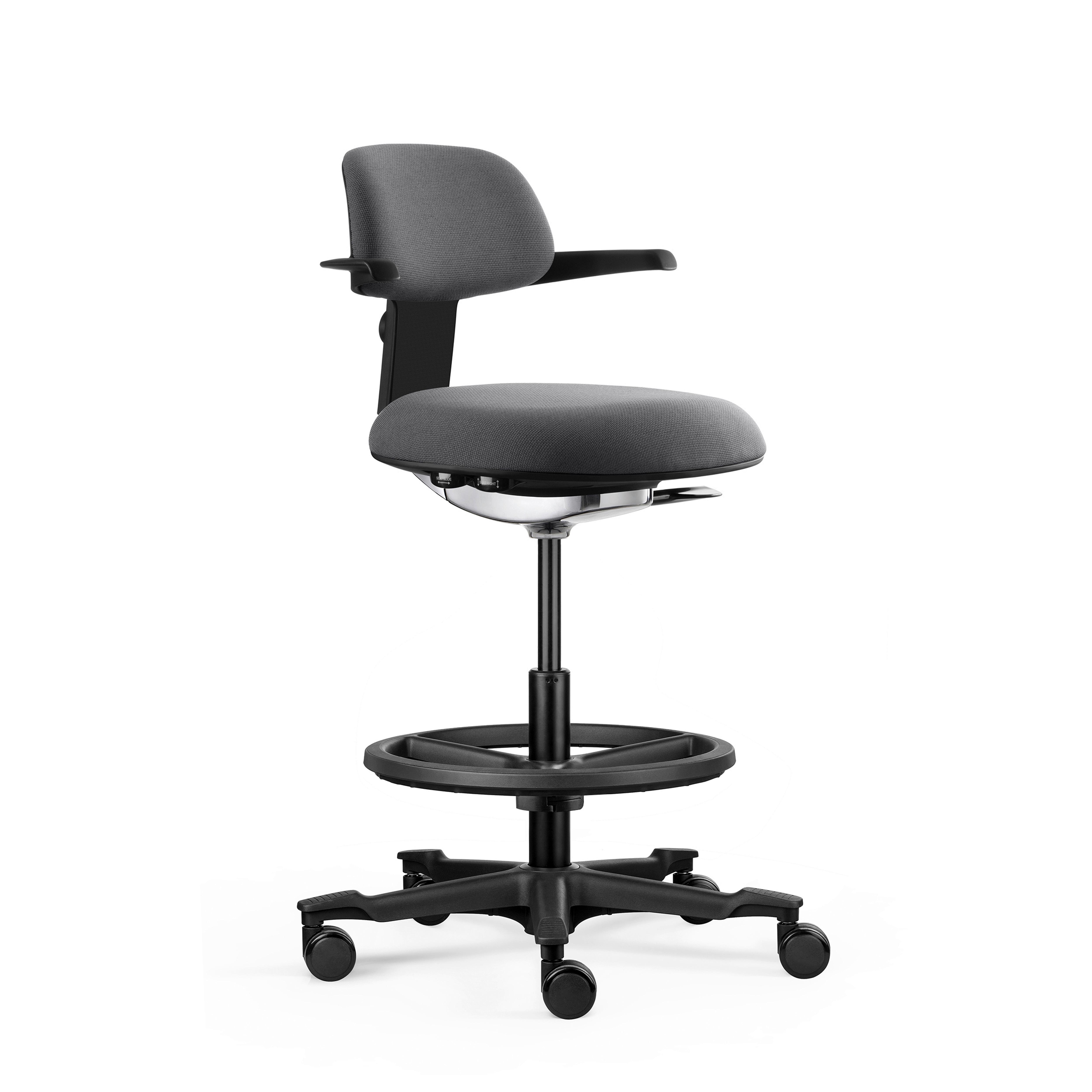 DREHSTUHL Top Work Dunkelgrau B: 55cm - Dunkelgrau/Schwarz, MODERN, Kunststoff/Textil (55/106/51cm) - MID.YOU