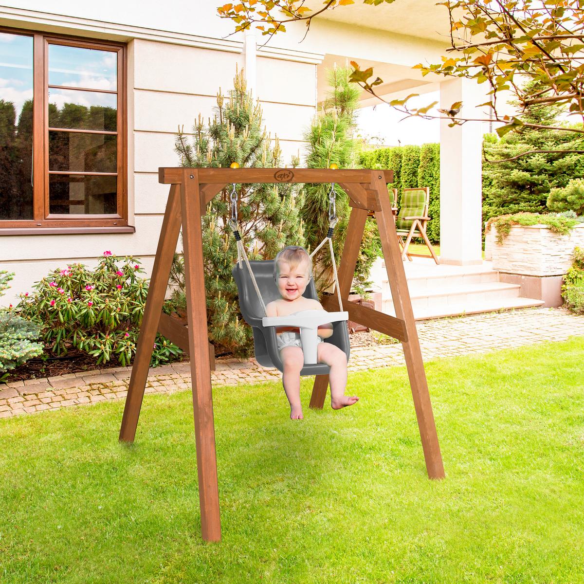 Schaukel A030.301.10 - Braun/Weiß, KONVENTIONELL, Holz/Kunststoff (120/134/103cm) - Ambia Garden