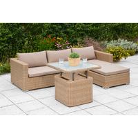 Loungegarnitur Veneto Set - Naturfarben, MODERN, Glas/Kunststoff (215/140cm) - Gardenson