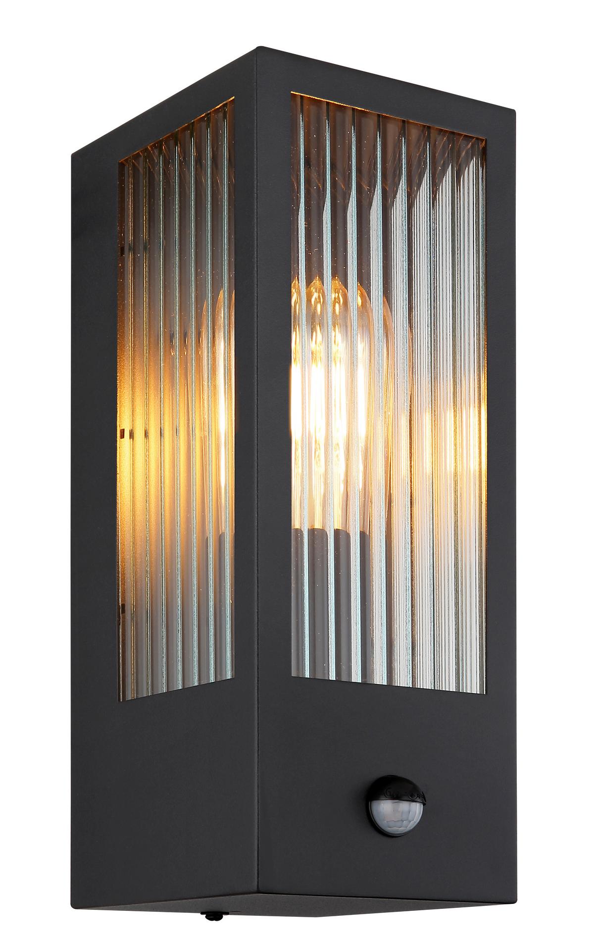 Außenleuchte 31980s - Klar/Schwarz, Basics, Glas/Metall (12/15,4/32cm) - Globo