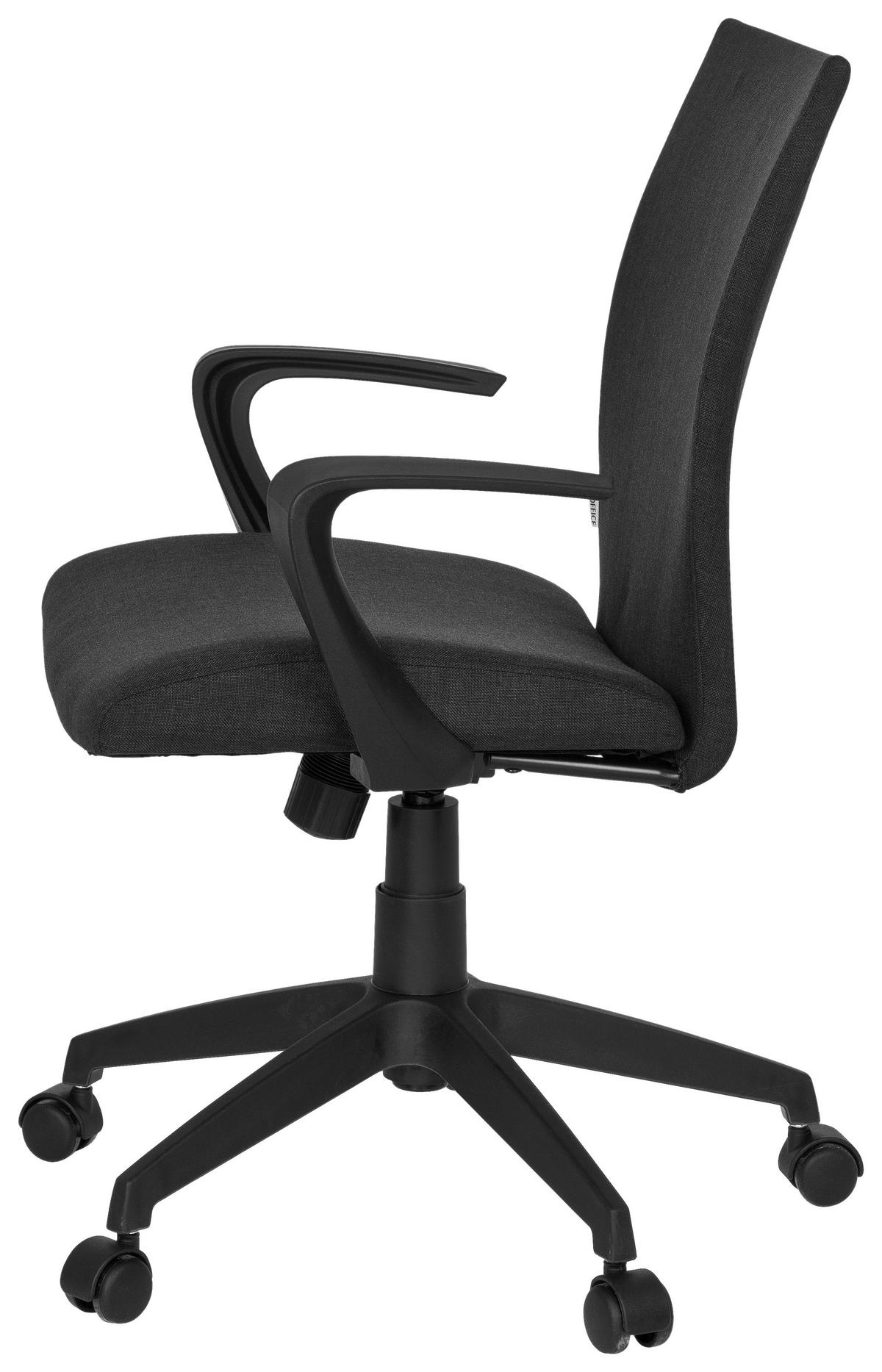 Bürostuhl Soft mit Armstützen Schwarz - Schwarz, MODERN, Kunststoff/Textil (54/104/44cm) - MID.YOU