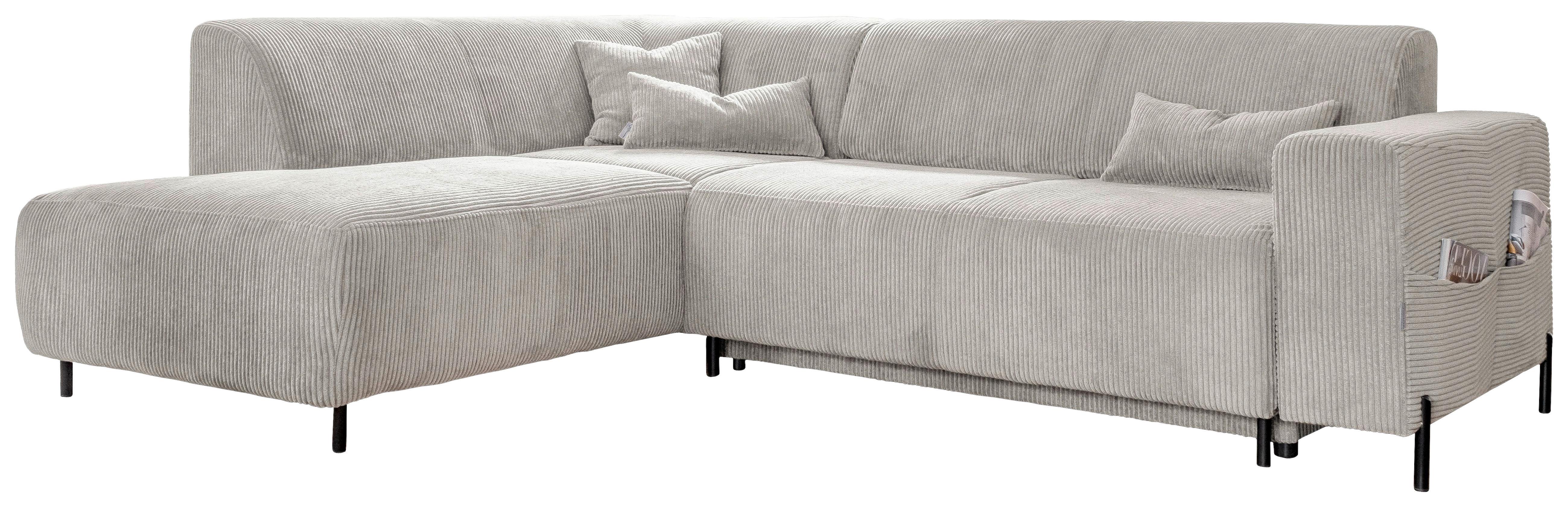 Rohová sedačka CÉLINE, ľavá, béžový menčester - čierna/béžová, kov/textil (192/250cm)