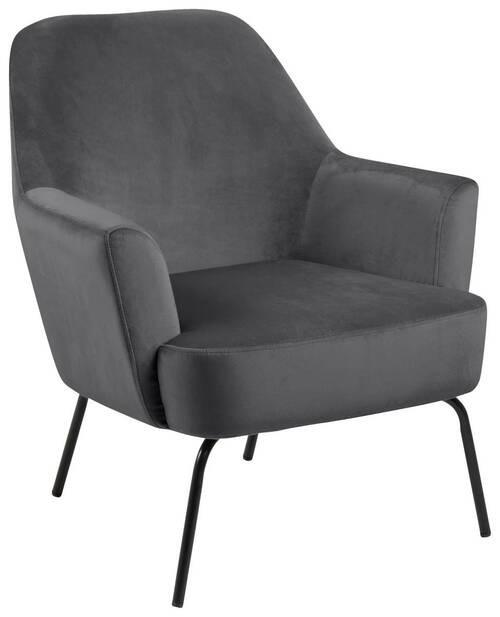 Polsterstuhl Melissa Dunkelgrau Velours - Dunkelgrau/Schwarz, KONVENTIONELL, Textil (75/83/75cm) - Livetastic