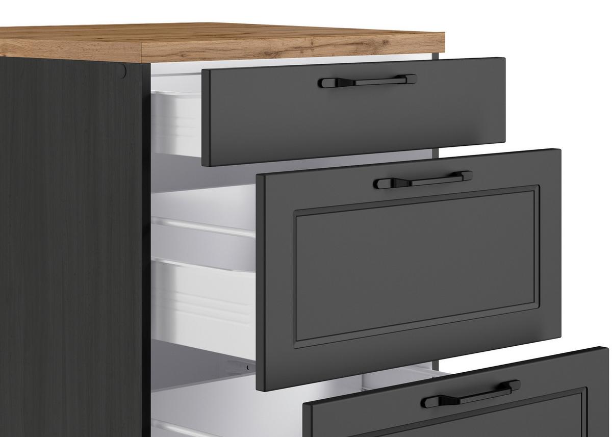 Küchenunterschrank Meran 60 Cm Grau/eiche Dekor - Eiche Wotan/Grau, LIFESTYLE, Holzwerkstoff (60/86/60cm) - Held