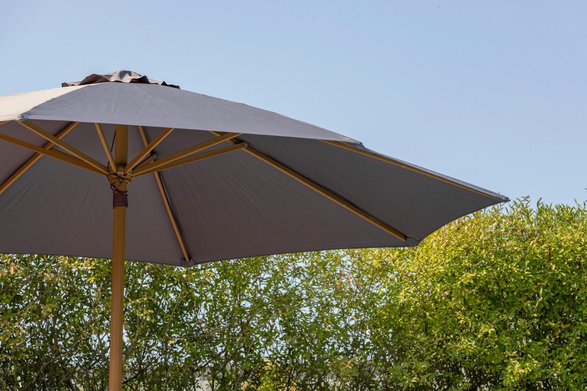 Sonnenschirm Ixos DM: 300cm H: 244cm Grau - Grau, KONVENTIONELL, Holz/Textil (300/244cm) - Gardenson