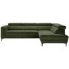 Rohová sedačka EMMA, pravá, oliv.zel.,op.hl.,USB,el.výsuv - černá/olivově zelená, Moderní, textil (301/210cm) - Premium Living