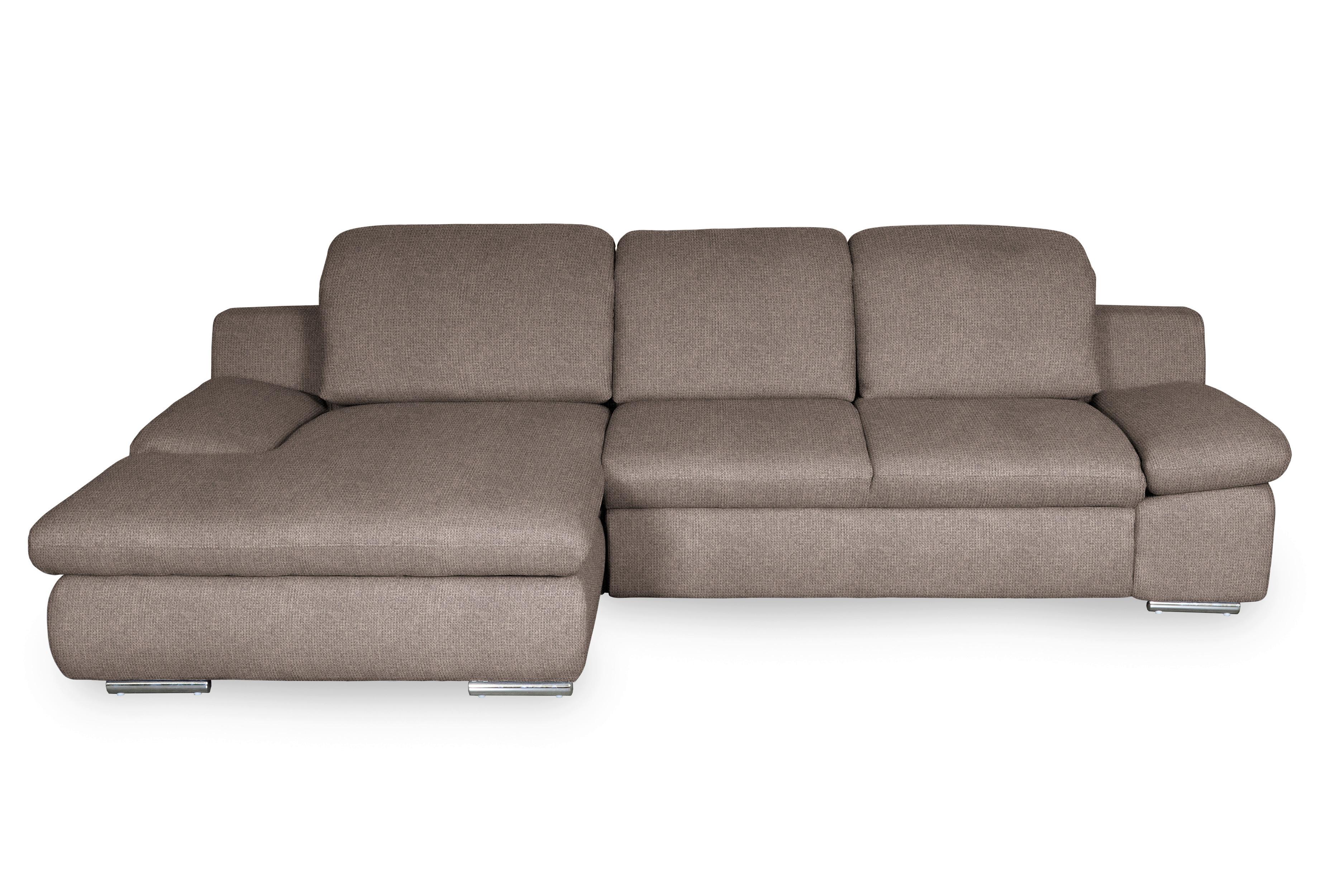 Ecksofa Isona Taupe Chenille - Taupe/Chromfarben, Design, Textil (165/286cm) - Livetastic