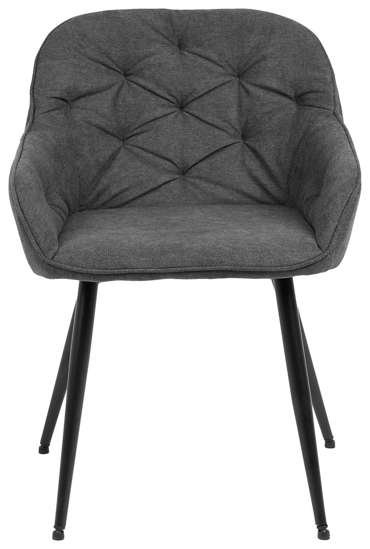 Armlehnstuhl Ancona Webstoff Grau B: 55cm - Schwarz/Grau, ROMANTIK / LANDHAUS, Textil/Metall (55/80/61cm) - Livetastic