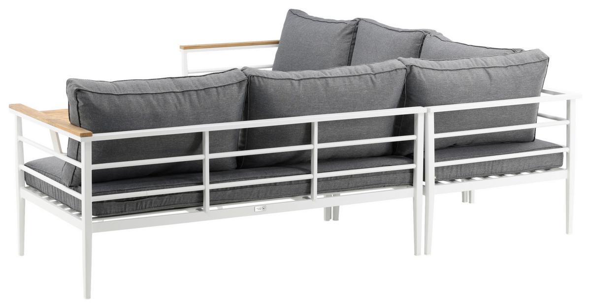 Loungegarnitur 2-Tlg Mexico Teakholz/Metall mit Kissen - Weiß, KONVENTIONELL, Holz/Metall (233/233cm) - Gardenson