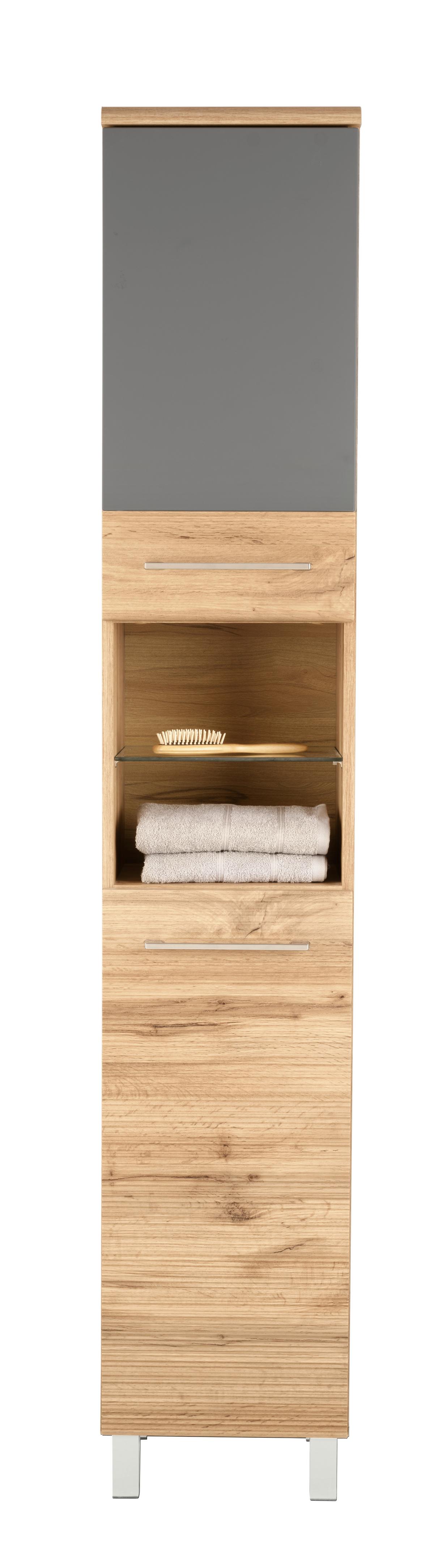 VYSOKÁ SKŘÍŇ FLOAT -EXKLUSIV- - barvy dubu/barvy chromu, Moderní, kov/kompozitní dřevo (35/194/33cm) - Premium Living