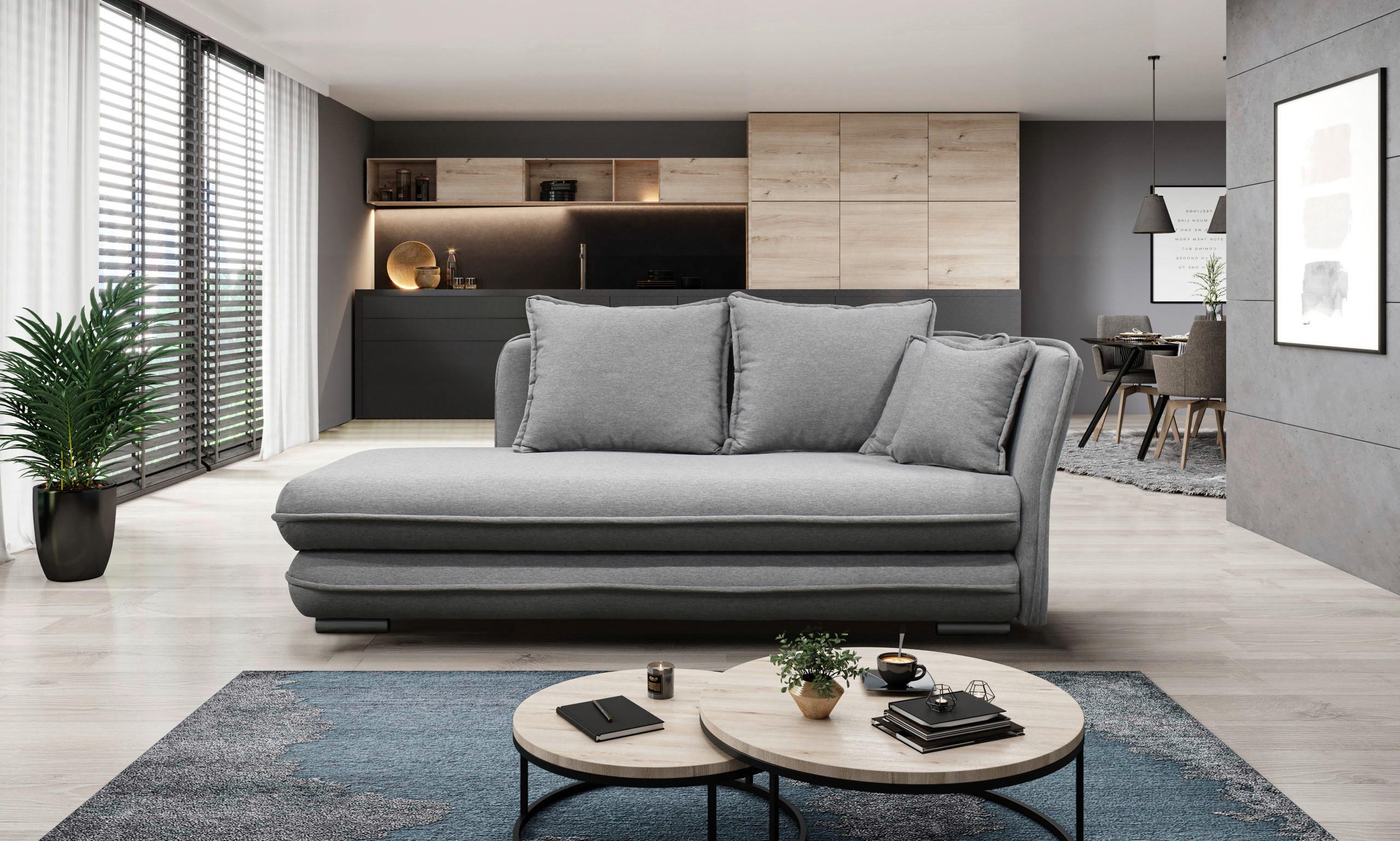 Relaxliege Latte L: 224 Cm Grau Mit Bettkasten - Silberfarben/Grau, Design, Textil (224/84/99/107cm) - MID.YOU