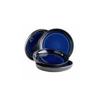Tellerset Niara Blau Schwarz 4-teilig - Blau/Schwarz, Basics, Keramik - Mäser