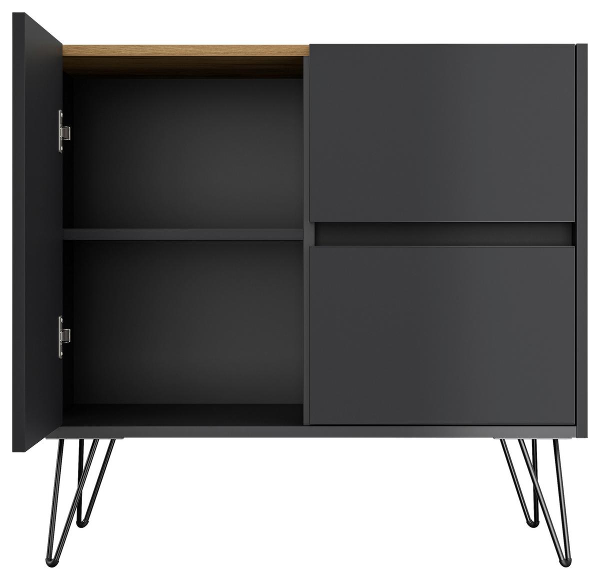 Sideboard Posseik Industrial Eichefarben/Graphit B: 79 cm - Eichefarben/Schwarz, Design, Holzwerkstoff (79/75,8/42cm) - P & B