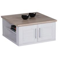 Couchtisch mit Stauraum Romance Eiche/Weiß - Eichefarben/Weiß, Design, Holzwerkstoff (80/80/40cm) - MID.YOU