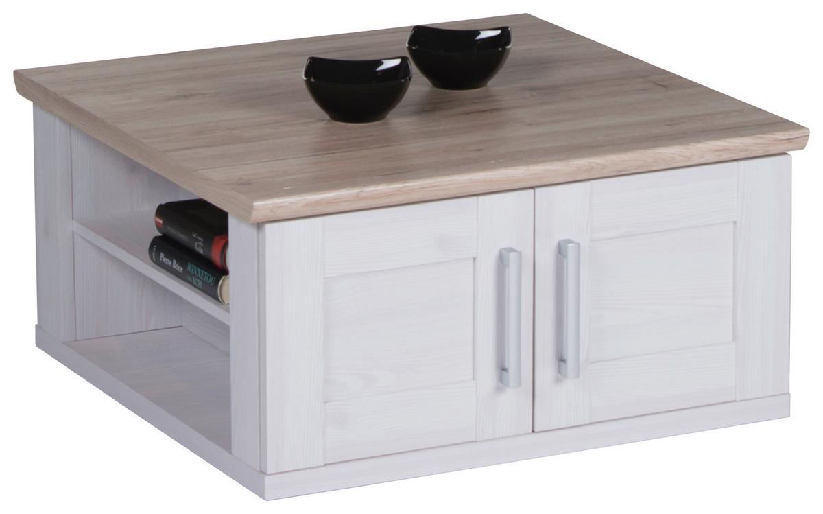 Couchtisch mit Stauraum Romance Eiche/Weiß - Eichefarben/Weiß, Design, Holzwerkstoff (80/80/40cm) - MID.YOU